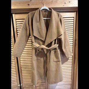 Tan wrap pea coat